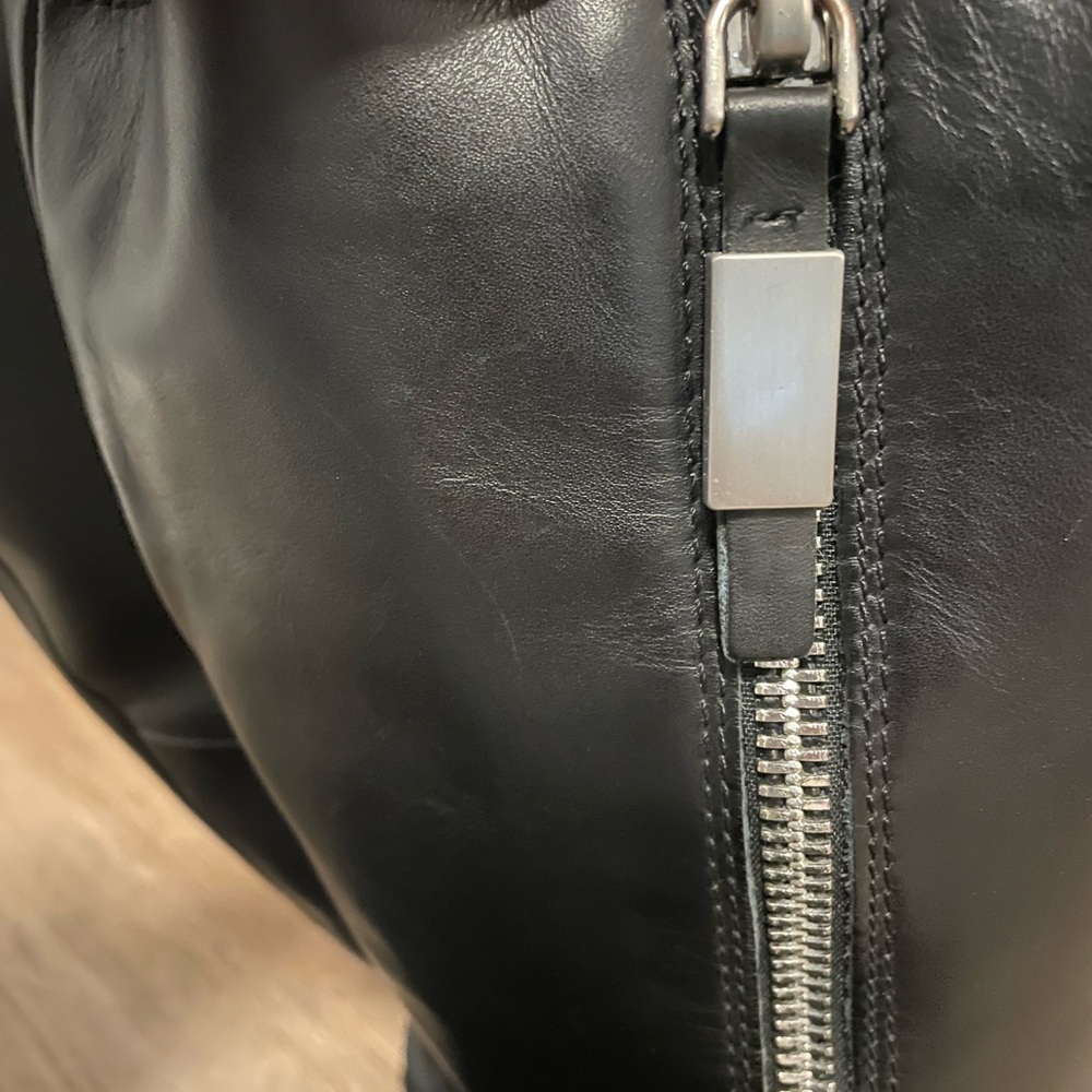 ALDO Black Knee-High Leather Boots with Zipper - Picture 5 of 11